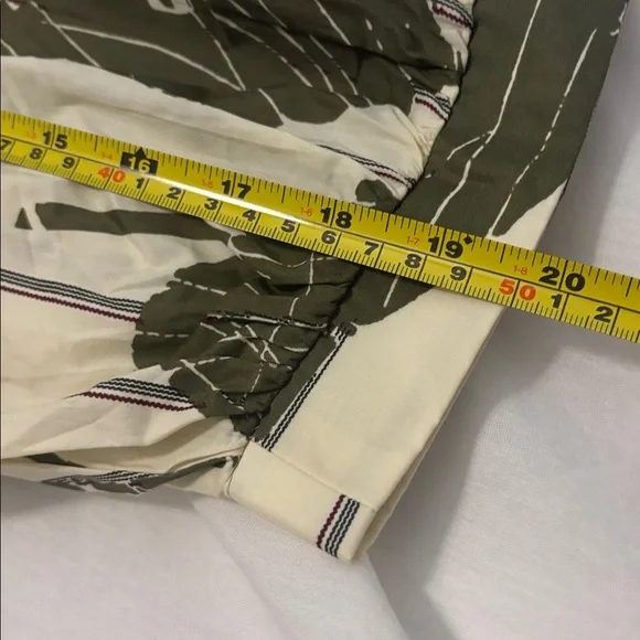 Entro Olive Green Floral Striped Piping Puff Sleeve Babydoll Mini Dress SZ L NWT - Picture 10 of 12